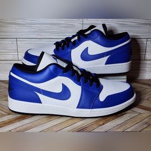 NIB Air Jordan Retro 1 Low OG Black Hyper Royal Blue 553558-124 Shoes Mens Sz 12